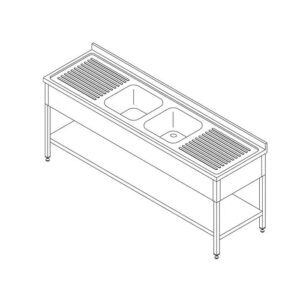 Inox sudoper s dva korita · 210 × 70 cm